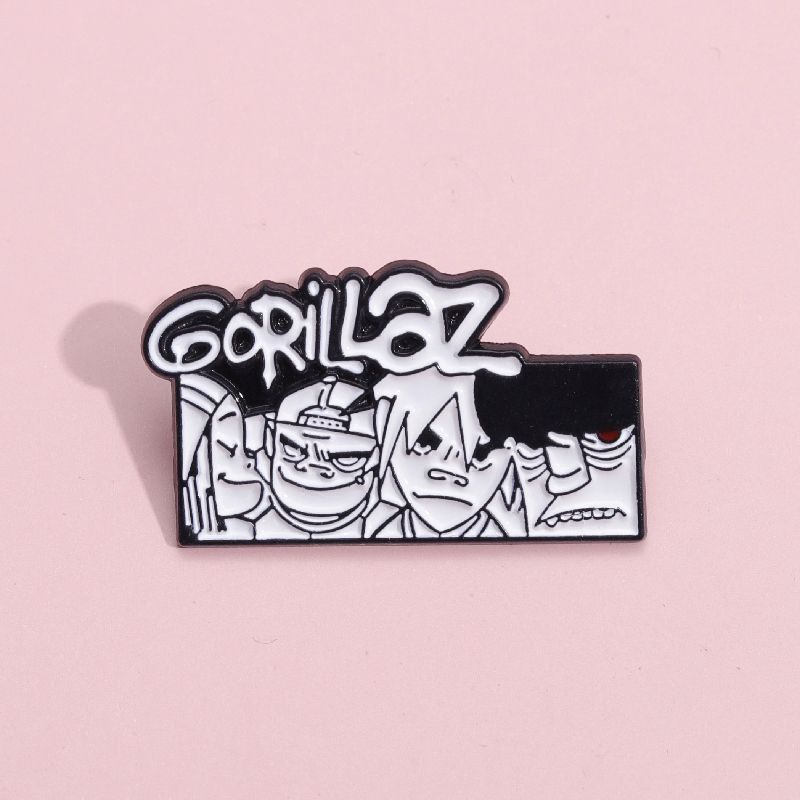 Gorillaz Band Música Anime Pin Esmalte Liga Metal Crachás Lapela Pins Broches Para Mochilas Jóias Acessórios