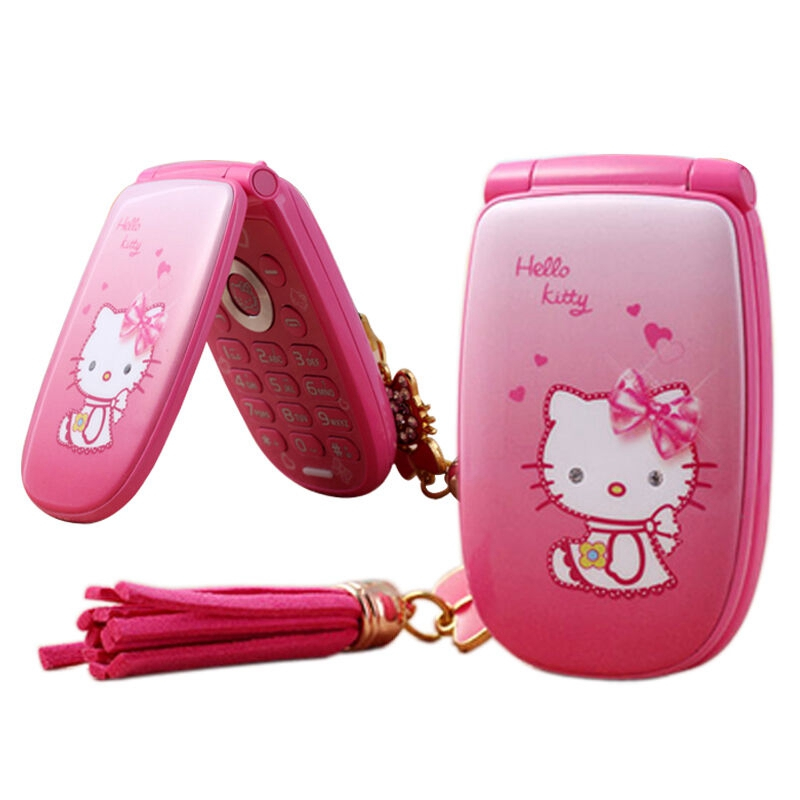 Hello Kitty Pocket Telefone De Bolso Para Crianças Flip Cute Small Mini Mobile Cell Phone Melhor Presente De Aniversário Meninas
