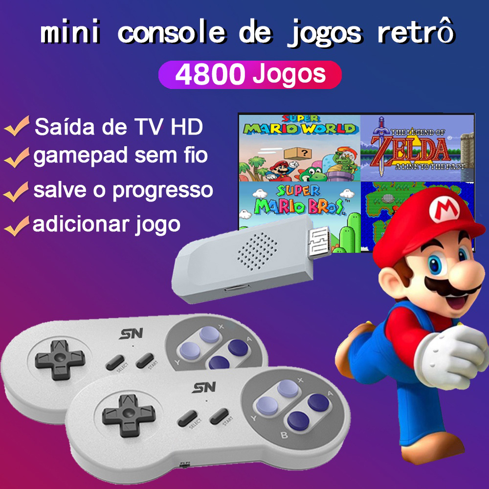 Mini console de jogos eletrônicos, console de videogame clássico retrô com  dois controles de videogame 3d fc 360 para a família - AliExpress