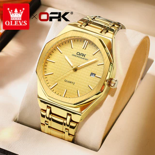 OLEVS Relogio Masculino Original De Aço Inoxidável Relógio De Ouro À Prova D'água Luminoso 8139