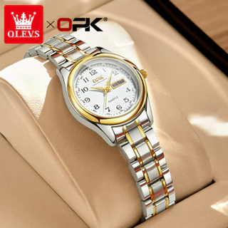 OLEVS 8110 Relógio feminino original de aço inoxidável luminoso à prova d