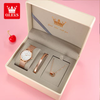 OLEVS relógio feminino a prova d água com pulseira rose gold aço inoxidável 5869