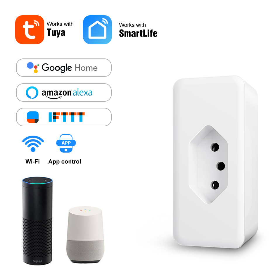 Tomada Inteligente wifi smart power plug , Controle De Voz alexa google Em Casa , Para Aplicativo tuya life