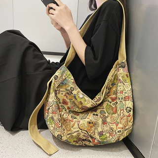 Saco De Lona Para Mulheres 2024 Tote Coreano Grande Capacidade Crossbody