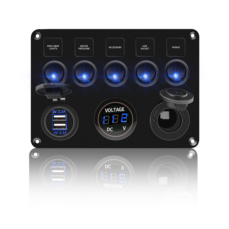 Panel De Interruptores Basculantes, Panel De Interruptores Basculantes Panel De Interruptores Basculantes 8 Gang 12 24v 5 Pines Luz Azul Toggle On Off Panel De Interruptores De Control De Luces