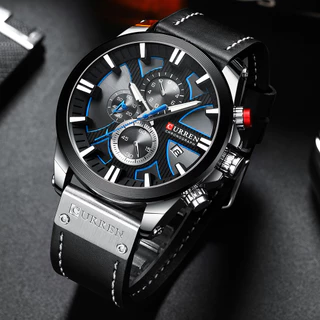 CURREN Relógio Masculino Moda Militar Versátil Couro Luminoso Quartzo À Prova D