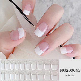 20 Dicas Tiras De Gel Semi Curado Branco Francês De Unhas Vermelho Preto Falsas Pontas Polimento Adesivos Cobertura Completa Stcikers