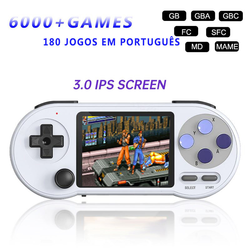 Console Portátil De Jogo Sem Fio IPS De 3 Polegadas 2 Player Mini Retro 6000 + Games TV Game Saída AV Para GBA Sega SNES