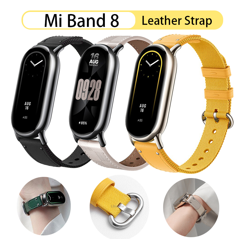 pulseira Original Para Xiaomi Mi band 8 Bracelete Moda De Couro Miband 8 NFC nylon