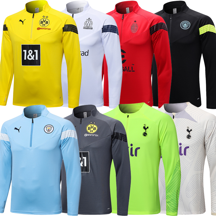 Treinamento De Futebol Jersey Manga Longa Meio Zíper Camisa De Topo Colorida