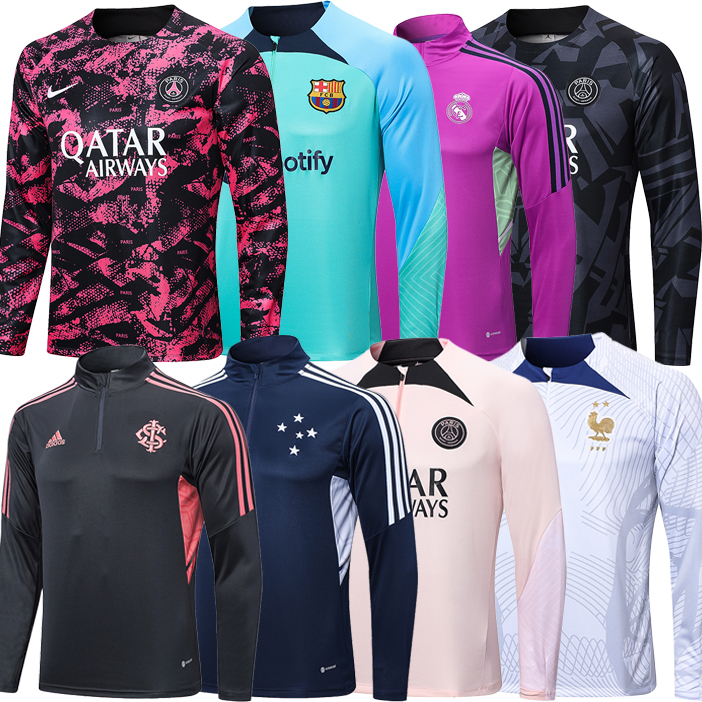 Treinamento De Futebol Jersey Meio Zíper Padrão Camisa De Manga Comprida Jaqueta