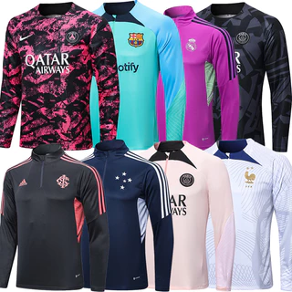 Treinamento De Futebol Jersey Meio Zíper Padrão Camisa De Manga Comprida Jaqueta