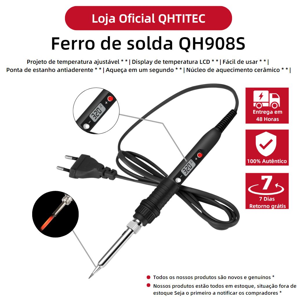 Pistola De Solda Digital LCD JCD W Ferro Portátil Com Temperatura Ajustável Controlada E