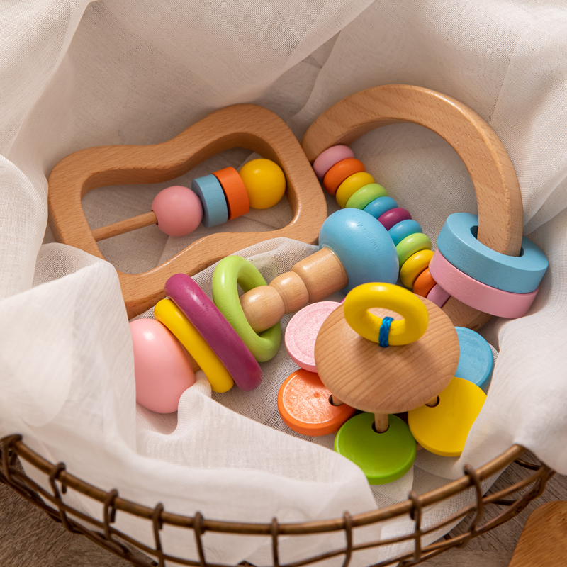 4pcs/set Montessori Rattan De Madeira Brinquedo Não Tóxico Colorido