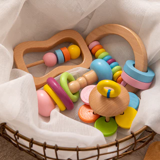 4pcs/set Montessori Rattan De Madeira Brinquedo Não Tóxico Colorido