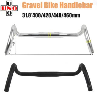UNO Prata Preta HB-FL12 Bicicleta De Estrada Em Liga De Alumínio Barra Dobrada 31.8 * 400/420/440 Corrida Guidão De Cascalho HANDLEBAR
