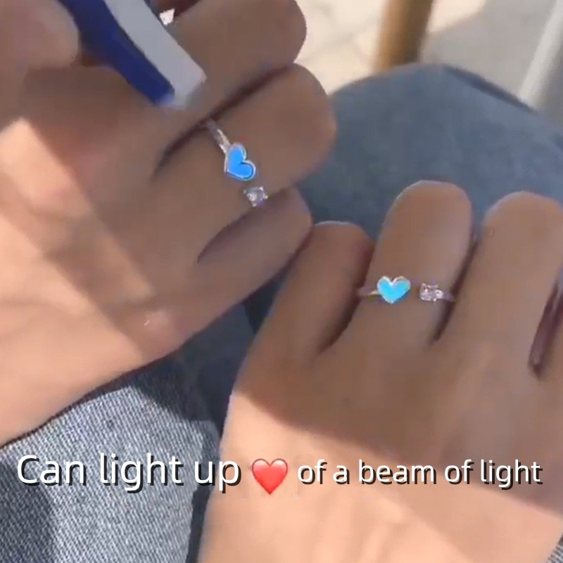 Anel de amor de casal brilhante, par de anéis ajustável, presente de amor para a namorada.
