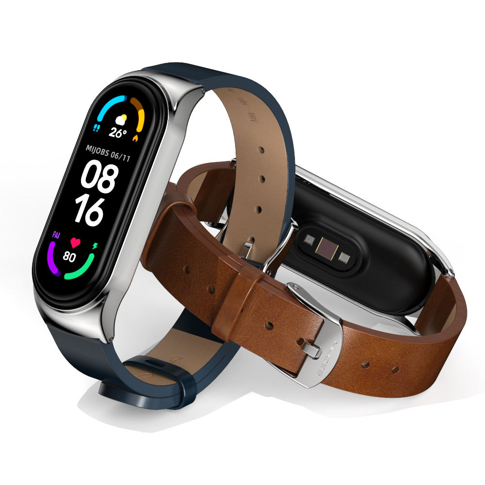 Bracelete De Couro universal Em metal Xiaomi Mi band 8 7 6/5/4/3