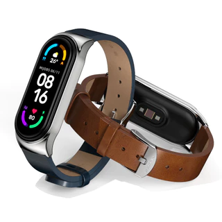 Bracelete De Couro universal Em metal Xiaomi Mi band 8 7 6/5/4/3