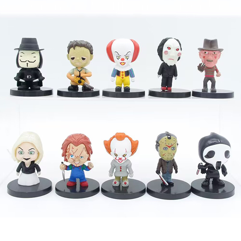 10pcs Chucky Pennywise Ghostface Miniatura Figuras v Para Vingança Jason Cara De Couro Michael Myers Freddy Dolls Toys