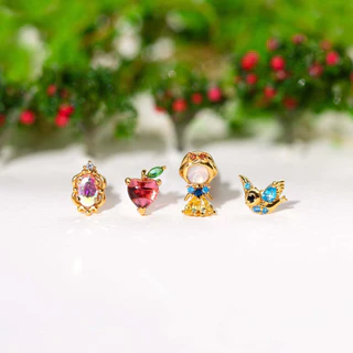 Conjunto De Brincos 4Pcs Branca De Neve Espelho Mágico Pássaro Azul Jóias De Maçã Brinco