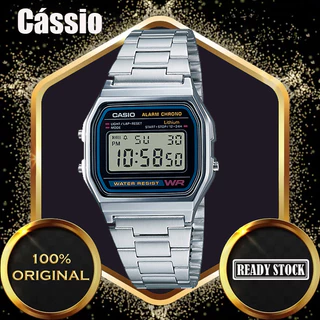 (2 Anos De Garantia) Relógio Cássio Quartzo Analógico Digital Led À Prova D 'Água WR A158 wa Vintage Prata Unissex Original
