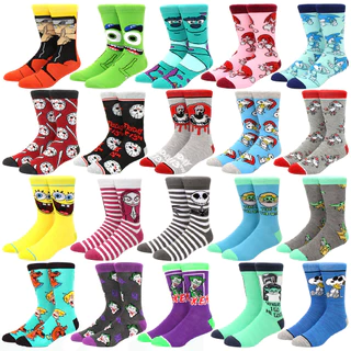 Meias De Costura Masculinas Divertidas Da Moda Com Alta Qualidade Para Mulher Impressão Cartoon