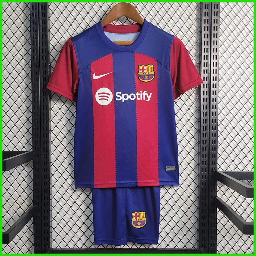 Novo 2023/2024 Camisa Da Equipe Infantil Barcelona Home Set De Futebol