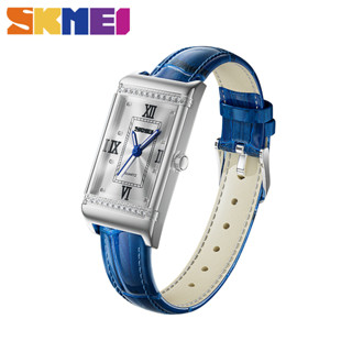 Relógio Clássico Feminino SKMEI Estético Elegante Sorriso Azul Profundo