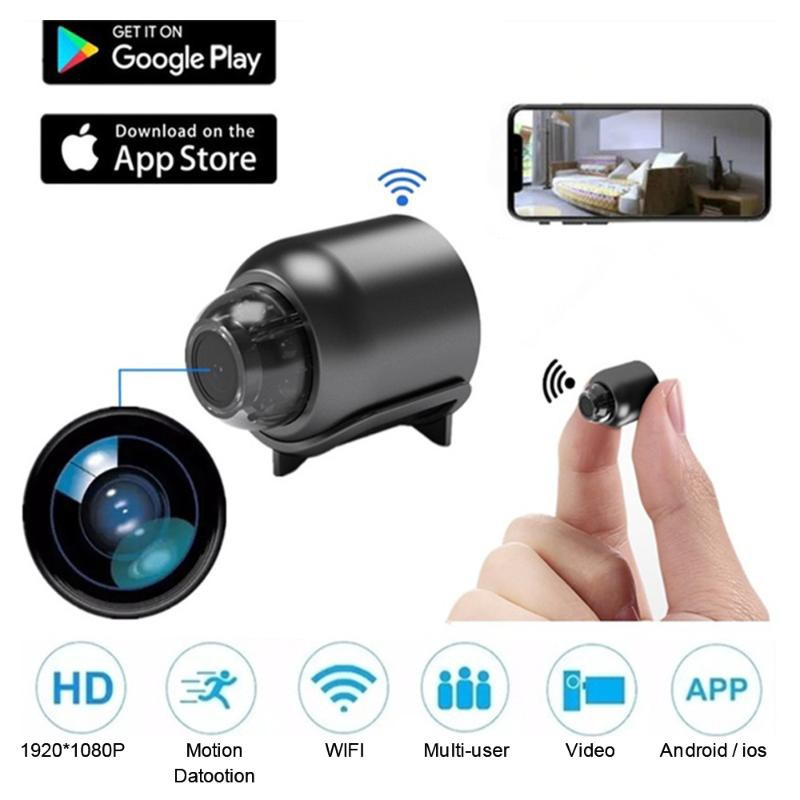 Câmera escondida do espião Mini 1080P sem fio WiFi câmera com áudio e vídeo  ao vivo Câmera de vigilância de segurança doméstica com detecção de