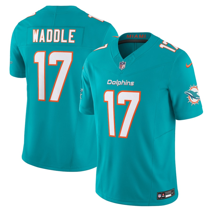 Camiseta Masculina 2022NFL Miami Dolphins Jaylen Waddle Limitada Camisa de Futebol Americano Jersey