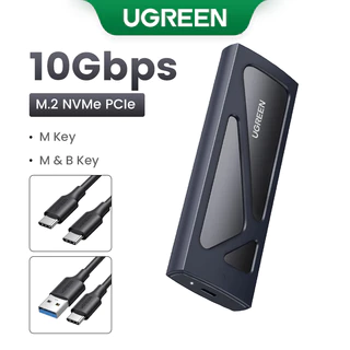 UGREEN M . 2 NVMe Adaptador De Caixa SSD 10Gbps USB C 3.2 Gen2 Leitor Externa Sem Ferramentas Suporta Chaves E B &