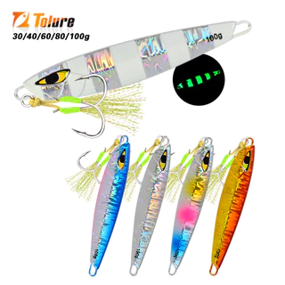 TL 30g 40g 60g 80g 100g Isca De Jigging Lento Com Ganchos Auxiliares Pesca De Água Salgada Metal Fundido Gabaritos Mar A