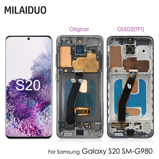 AMOLED/TFT S20 4G LCD Com Moldura Para SAMSUNG Galaxy S20 SM-G980F/DS G980 Montagem Do Digitalizador De Tela Sensível Ao Toque