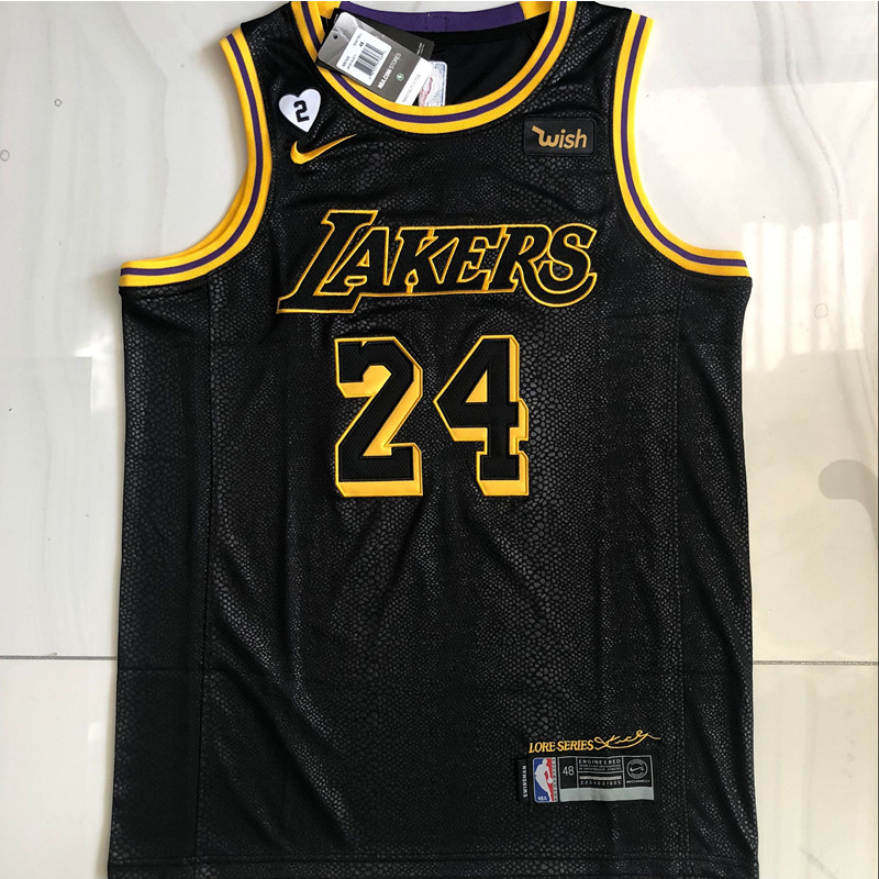 Camiseta Los Angeles Lakers 24 Kobe Bryant 2020nba Preto camisa De ...