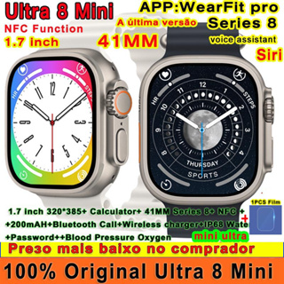 Smartwatch Relógio Inteligente Original Ultra 8 mini 1,7 Polegadas Série 41mm 8 Siri Chamada De Temperatura Corporal NFC iwo
