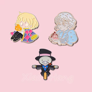 Anime Howls Moving Castle Pin Esmalte Do Castelo Espantalho Príncipe Broche Mágico Howl Hard Lapela Crachá Jóias Presente Para Crianças