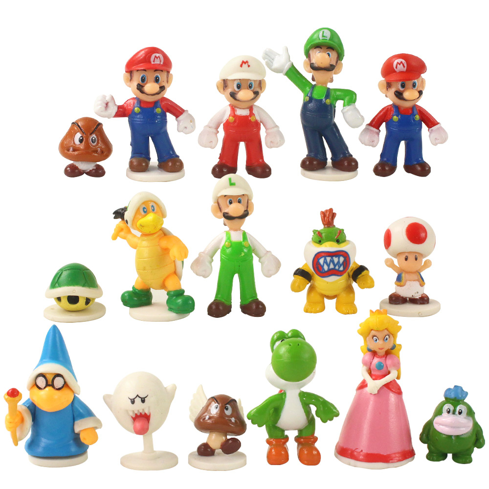 Super Mario Bros Mini Action Figures, Luigi, Yoshi, Sapo Bowser