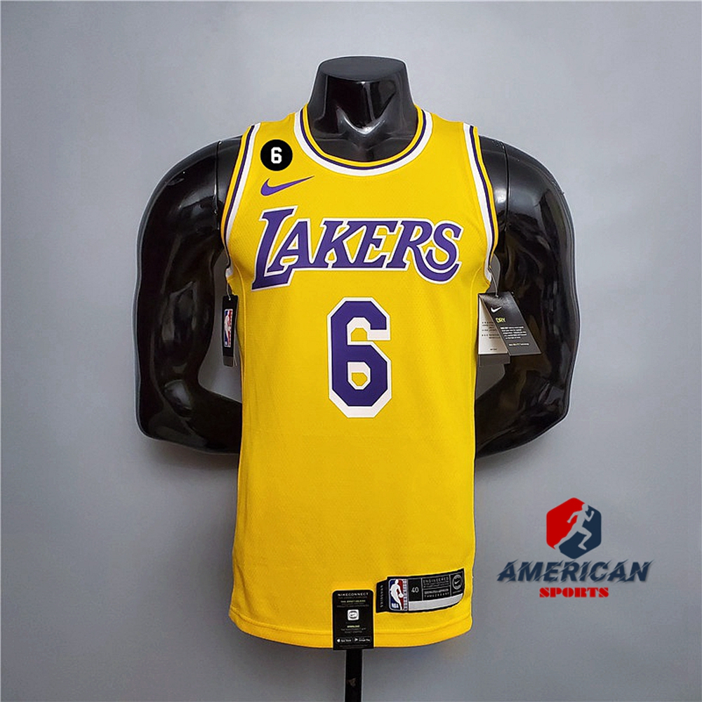 2023NBA Camisa Los Angeles Lakers LeBron James Gold 2023 Jogador De Basquetebol Swingman Jersey