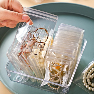 20Pcs Caixa De Jóias Transparente Anti Oxidação Brincos Colar Manual Saco De Armazenamento Portátil