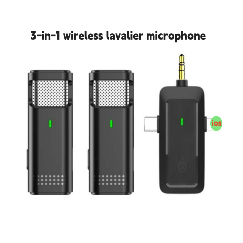 Microfone Lavalier 3 Em 1 Simples/Duplo Sem Fio Para iPhone/Android Phone/Câmera/Laptop Gravação De Vídeo Podcast Plug-Play Mini Lapel Mic