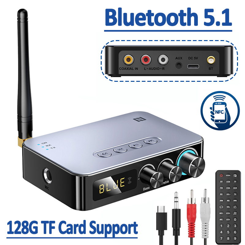 6 Em 1 DAC Bluetooth 5.3 Receptor Transmissor Óptico Coaxial AUX RCA USB TF Adaptador De Áudio Sem Fio Digital Para Conversor Analógico