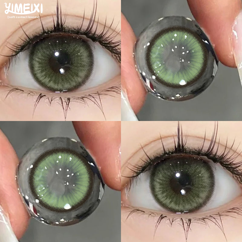 Yimeixi 2pcs Lentes De Contato Verdes Com Olhos De Barbie De Grau 14,5mm Diamond Sugar Series Coloridas Para Estudantes Azuis De Uso Anual Macias E Diárias