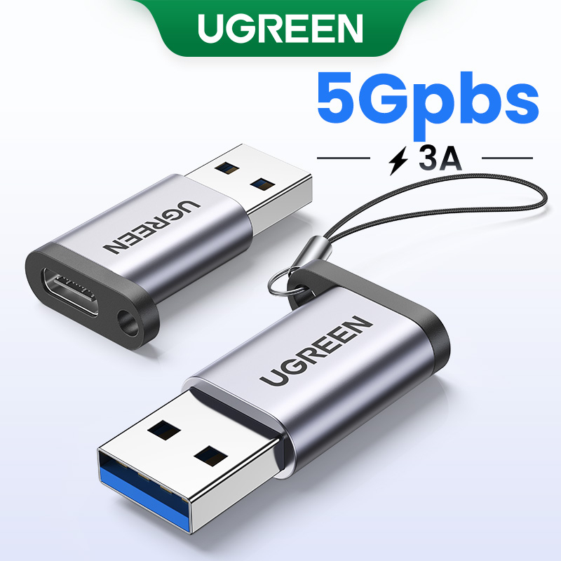 Adaptador UGREEN Original Tipo C Para USB 3.0 Carga Rápida , 5Gbps Sync , Áudio , Compatível iPhone 11 , Samsung S20 S10 S9 S8 Plus A70 A50 A20e , Google Pixel 4 3a X , P30 Pro