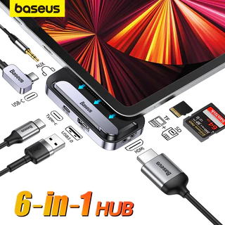 Adaptador Baseus USB 3.0 Cartão SD TF 4K Hub Compatível Com HDMI Tipo C Para iPad Pro 2021 MacBook Air