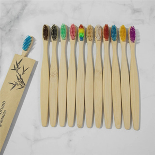 30PCS Escova De Dente Bambu Para Viagem Macia Dentes Adultos Ferramenta De Limpeza Bucal Hotel Green