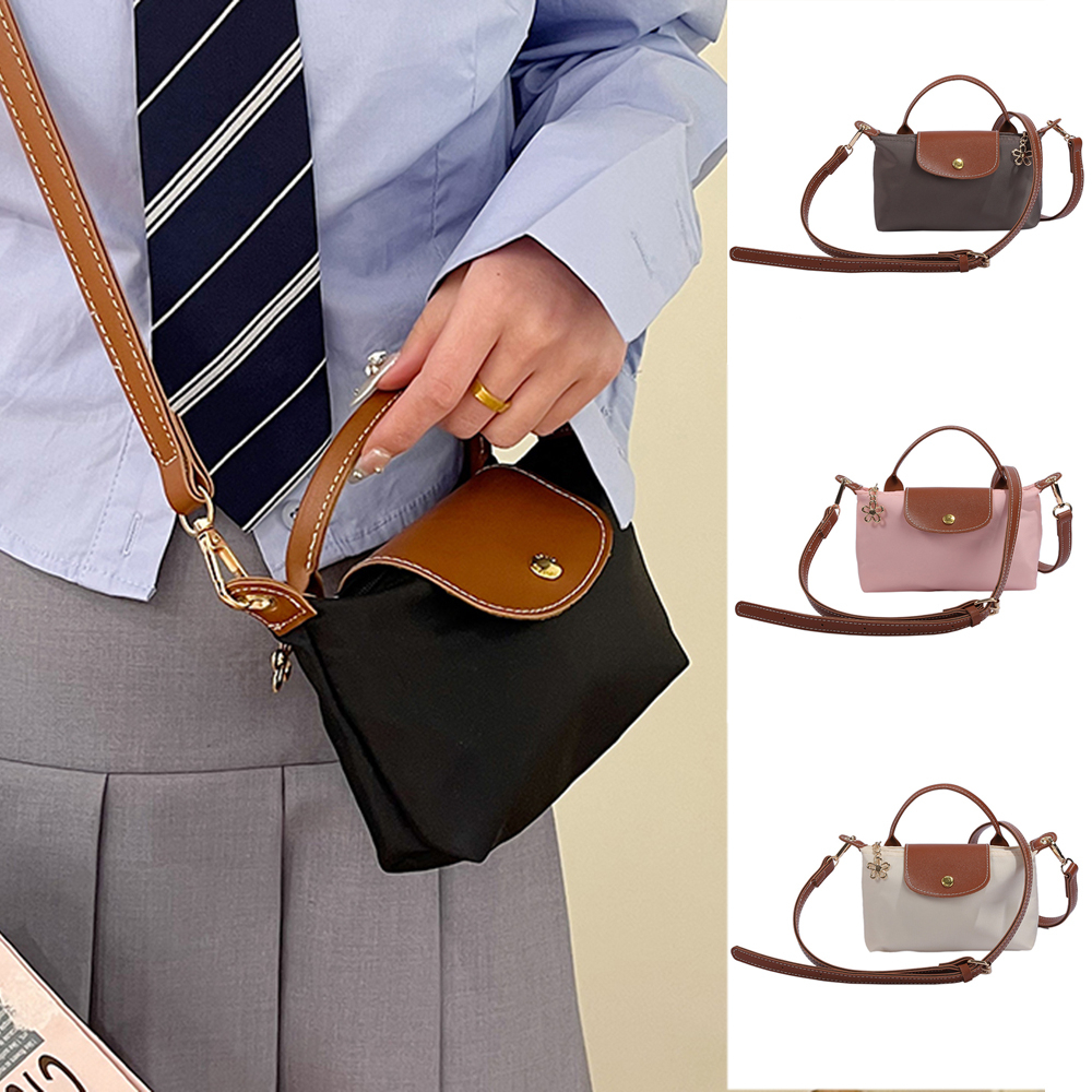 Bolsa Longchamp Mini Crossbody Tote Moda De Nylon Para Mulher Moedas Ajustável