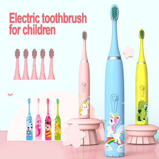 Escova Dental Elétrica Ultra-Sônica Para Crianças Acústica Onda Fofa Cabelos Suaves Dupla Face Limpa Cuidados Dentários Infantis