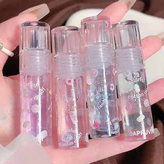 Bálsamo labial de brilho labial de marshmallow de alto valor/óleo labial transparente de vidro, hidratante, hidratante, batom leve, esmalte labial