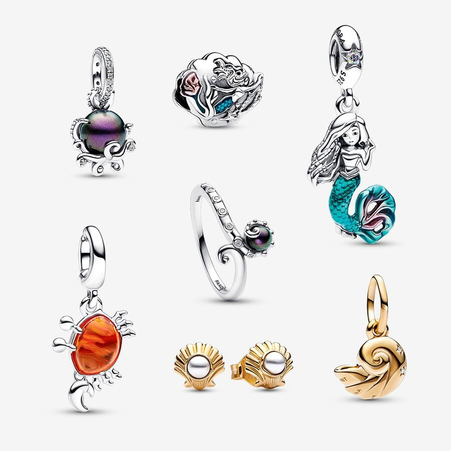 925 Silver Disney A Pequena Sereia Ariel Dangle Charm Collection Da ...